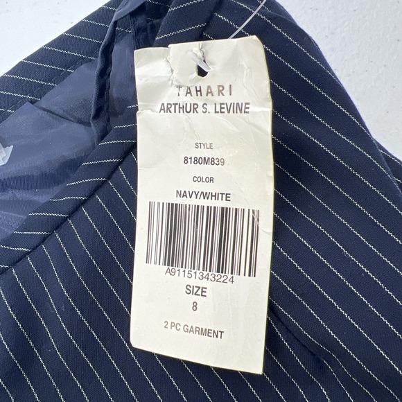 NWOT Tahari Arthur Levine Blue Pinstripe Skirt & Jacket Business Suit Size 8 - Picture 15 of 16